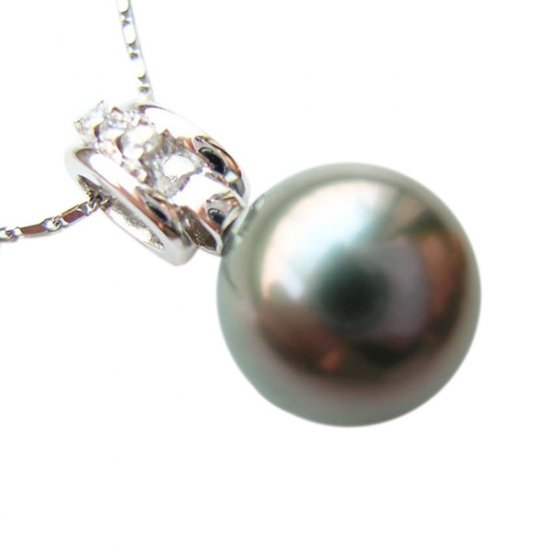 14K Platinum 11-12mm Tahitian South Sea Pearl Pendants SPWB-301112031