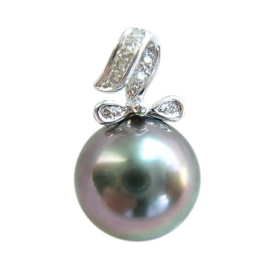 14K Platinum 12-13mm Tahitian South Sea Pearl Pendants SPWB-301213032