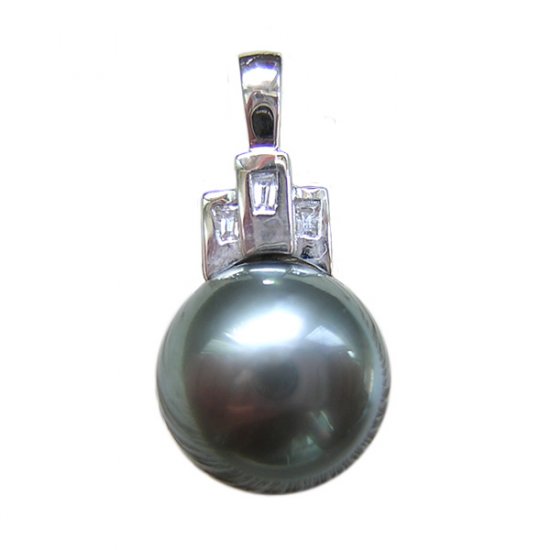 14K Platinum 12-13mm Tahitian South Sea Pearl Pendants SPWB-301213034