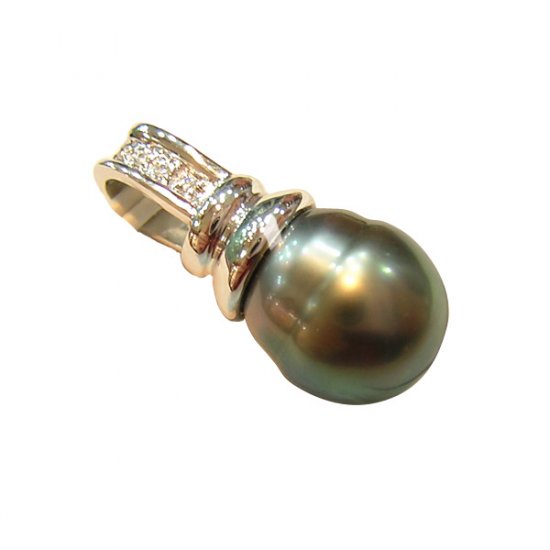 14K Platinum 12-15mm Tahitian South Sea Pearl Pendants SPWB-301215035