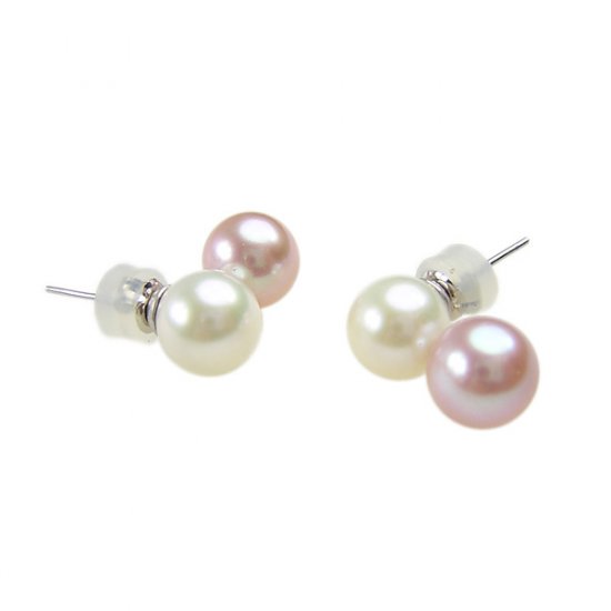 14K Gold 8-9mm Round Freshwater Pearl Earrings FEWWPU-300809003