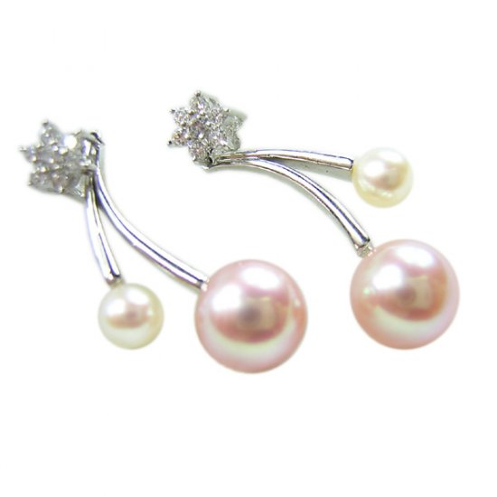 14K Gold 7-8mm Round Freshwater Pearl Earrings FEWPW-300408011