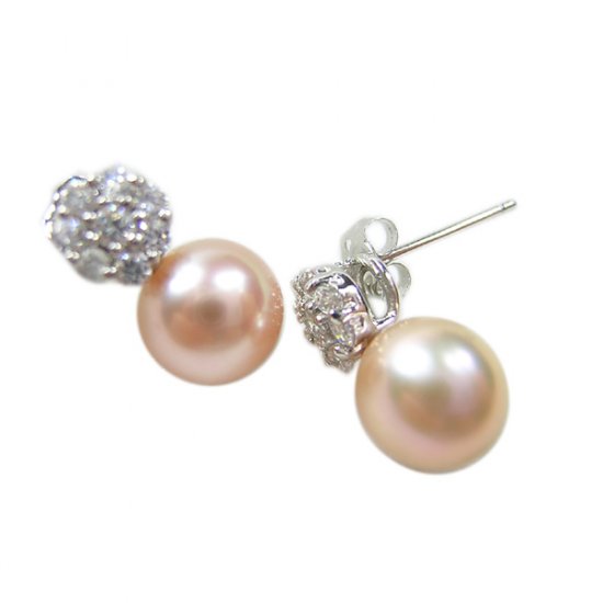 14K Gold 7-8mm Round Freshwater Pearl Earrings FEWP-300708014