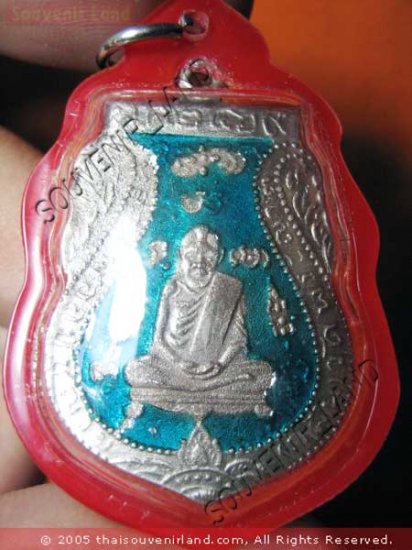 0819-THAI BUDDHA AMULET PENDENT WATERPROOF LP KLAN BLUE
