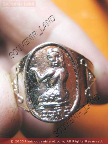 0802-VINTAGE THAI BUDDHA AMULET RING LP YAM NANG-KWAG