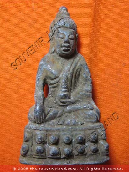 0590-OLD THAI BUDDHIST AMULET FIGURE SUKHOTHAI ART 19TH