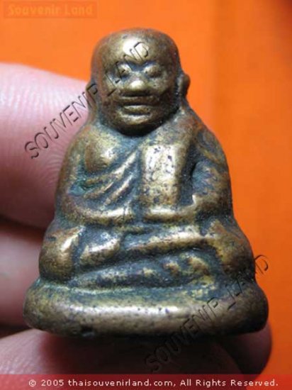 0558-THAI BUDDHIST AMULET FIGURE LP NGERN OLD 19THC