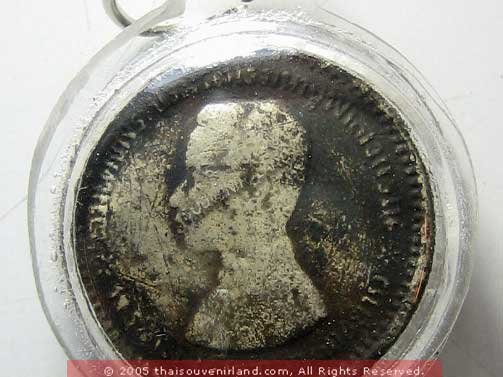 0038-OLD VINTAGE BUDDHIST AMULET COIN SIAM KING RAMA 9