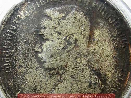 0037-OLD VINTAGE BUDDHIST AMULET COIN SIAM KING RAMA 5