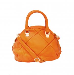 Quilted Leather Satchel Orange