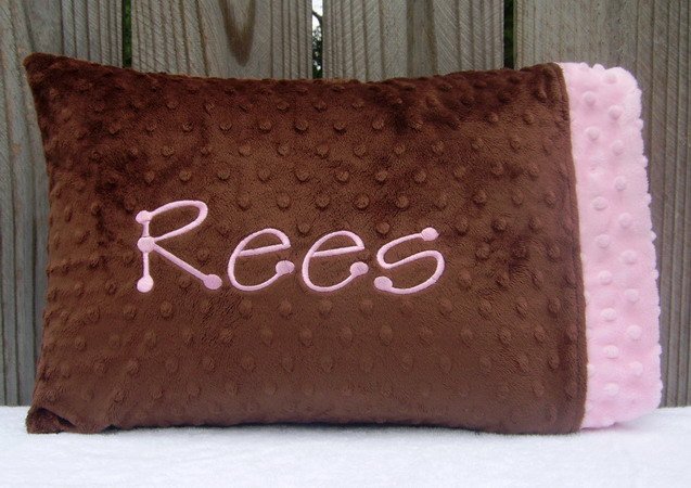 Brown ~ Pink Personalized Baby or Toddler Pillowcase
