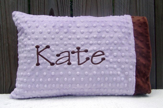 Lavender & Brown Personalized~Monogrammed Minky Baby/Toddler Pillow Case ~ Perfect Baby Shower Gift