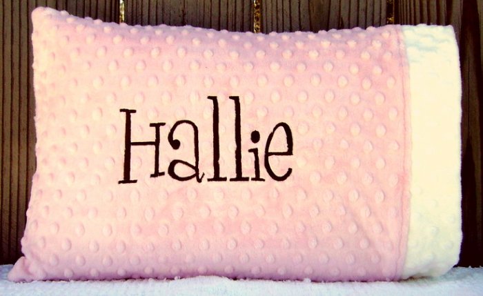 Children's Monogrammed Minky Pillowcase and Pillow
