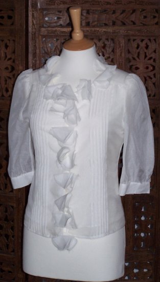 CHLOE SILK RUFFLE BLOUSE US 2 UK 8