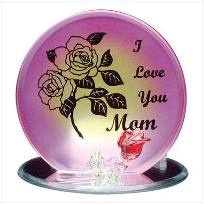 Glass I Love You Mom Candleholder