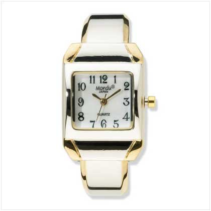 2tone Plate Cuff Bracelet Watch