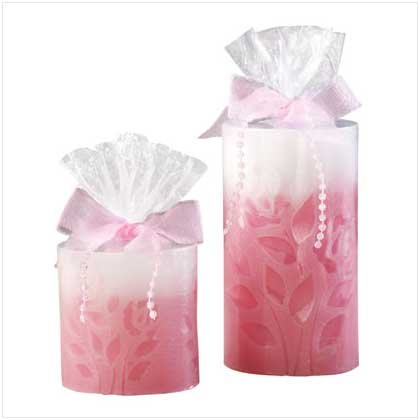 1 PAIR. OF ROSE EMBOSSED CANDLES