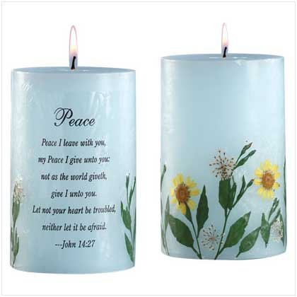 Peace Dry Flowers Blue Candle