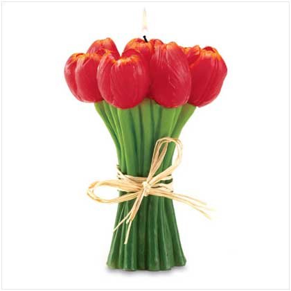 Red Tulips Bouquet Candle