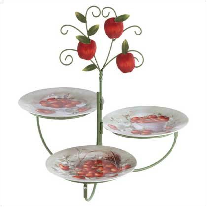 4 PC APPLE PLATES/TABLE STAND