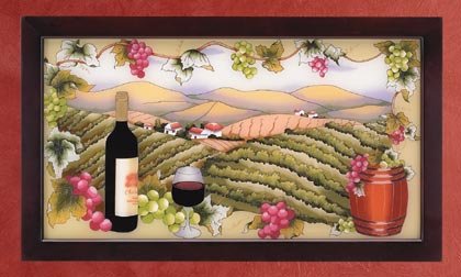 Painted Glass Wine Frame Plaque
