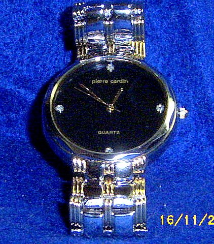 PIERRE CARDIN MENS BLACK FACE DIAMOND DRESS WATCH