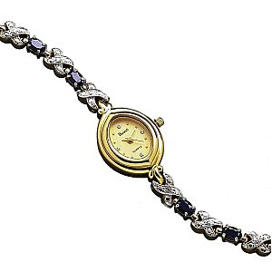 Genuine Sapphire and CZ Bracelet Watch