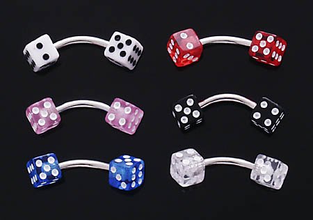 14g dice eyebrow -BLACK
