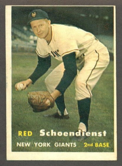 1957 Topps baseball set # 154 Red Schoendienst HOF New York Giants