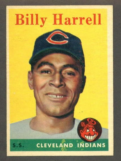 1958 Topps baseball set # 443 Billy Harrell SP Cleveland Indians