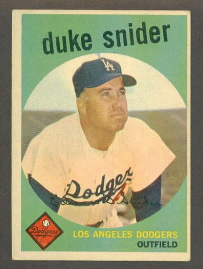 1959 Topps baseball set # 20 Duke Snider HOF Los Angeles Dodgers
