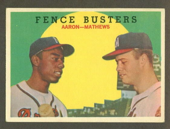 1959 Topps baseball set # 212 Hank Aaron & Ed Mathews