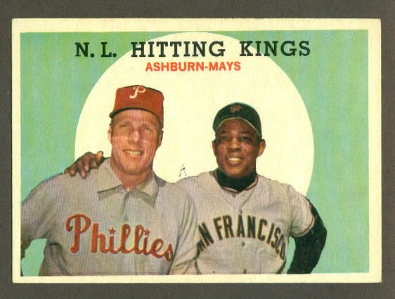 1959 Topps baseball set # 317 Richie Ashburn & Willie Mays