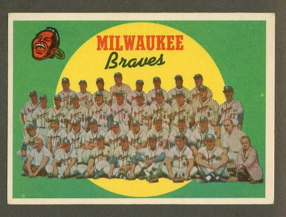 1959 Topps baseball set # 419 Milwaukee Braves team card