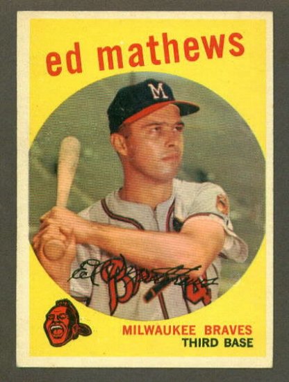 1959 Topps baseball set # 450 Ed Mathews HOF Milwaukee Braves