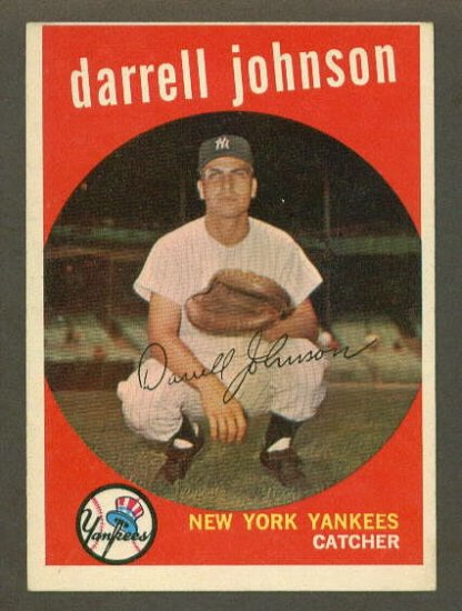 1959 Topps baseball set # 533 Darrell Johnson New York Yankees