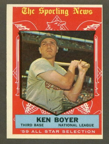 1959 Topps baseball set # 557 Ken Boyer All Star St. Louis Cardinals