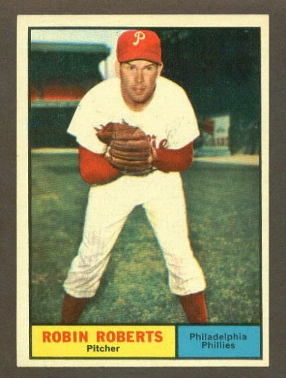 1961 Topps baseball set # 20 Robin Roberts HOF Philadelphia Phillies