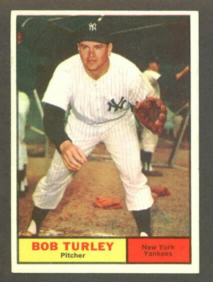 1961 Topps baseball set # 40 Bob Turley New York Yankees