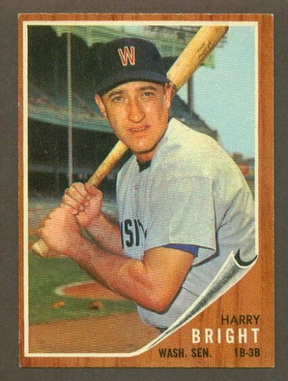 1962 Topps baseball set # 551 Harry Bright Washington Senators