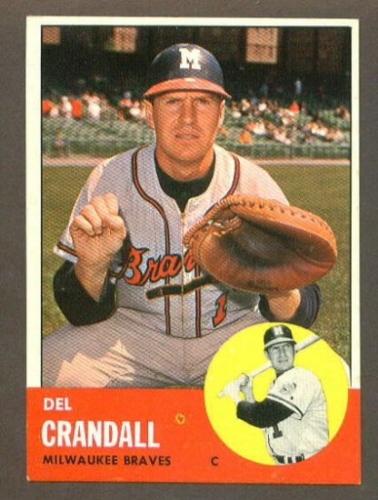 1963 Topps baseball set # 460 Del Crandall Milwaukee Braves