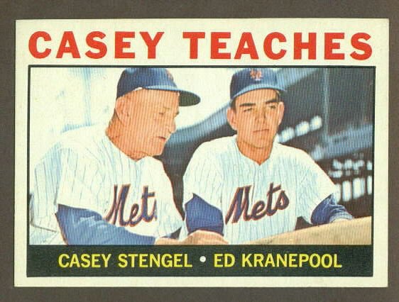1964 Topps baseball set # 393 Stengel & Kranepool New York Mets