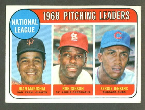 1969 Topps baseball set # 10 N.L. Pitching Ldrs. Marichal Gibson & Jenkins