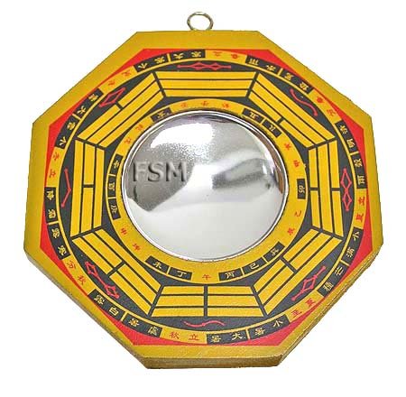 Concave Bagua Mirror~4" Wooden Handpainted