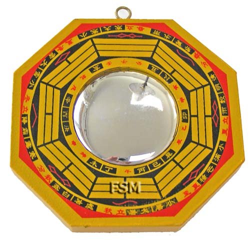 Convex Bagua Mirror~4" Wooden Handpainted