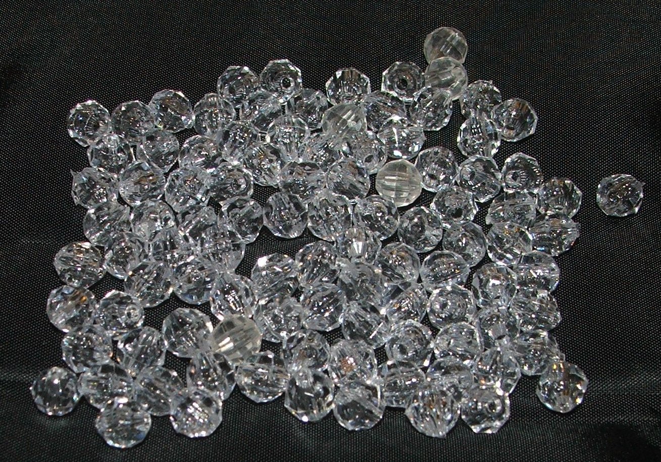 Clear Acrylic Faceted Beads - 0.4 oz Lot