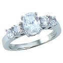 Rhodium Plated Oval Clear CZ Ring
