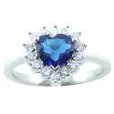 Blue Topaz CZ Double Heart Ring Avail in Garnet also