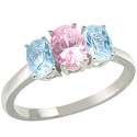 18K White Gold Plated Oval CZ Ring