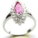 18K White Gold Plated Marquise garnet Color CZ Ring